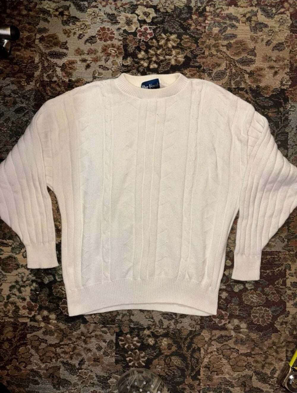 Par Four Vintage 100% Cotton Cable Knit Sweater White Size XL